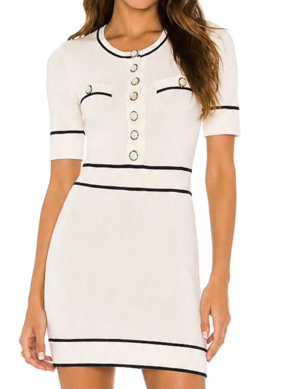 BNWT Lovers + Friends Pearl Mini Dress in Ivory & Black Sz Small
